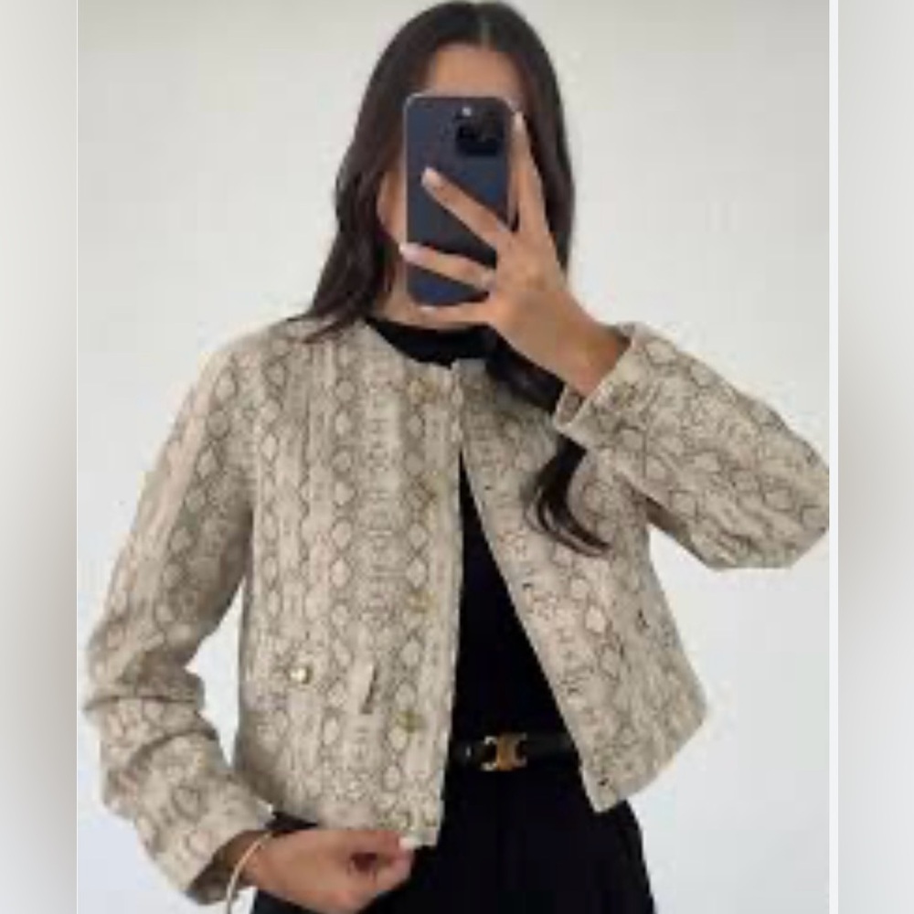 Zara Women's Denim Animal Print Jacket